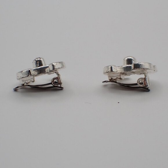 CHANEL CC Logo Earrings Clip-On 96A Silver Accessory France Vintage - Picture 2 of 10